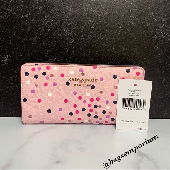 Kate Spade Festive Confetti Large Slim Wallet - Picture 7 of 11